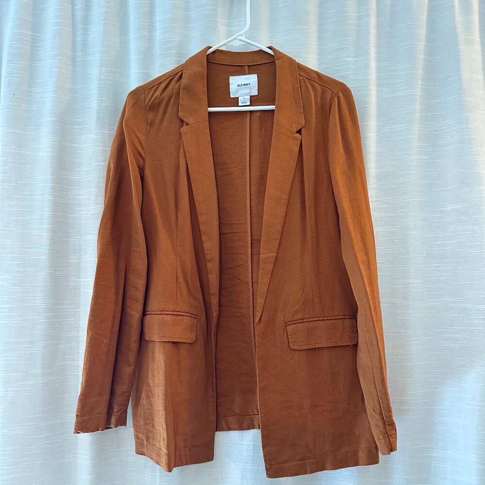 Old Navy Women’s Burnt Orange Linen Blazer, Size Small